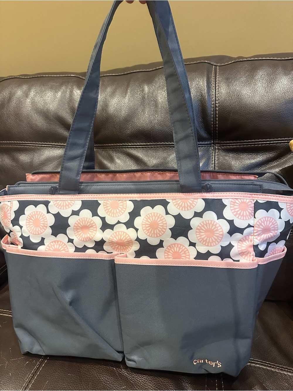 Carter’s Diaper bag Navy pink floral multi pocket bag tote